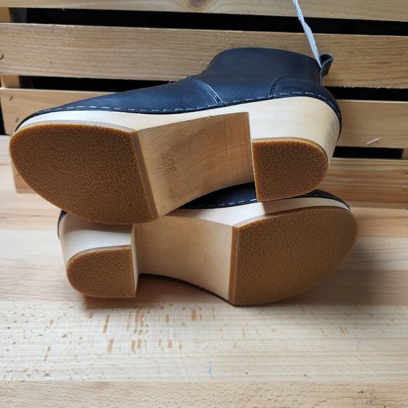 Swedish Hasbeens Zip It Emy Clog Boots in Black Smooth Leather NWT SZ EU 36 US 6 - Picture 8 of 13